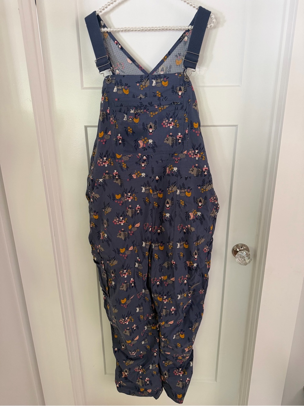 Duluth Trading Co Floral and chicken Navy Overalls - Picture 10 of 11